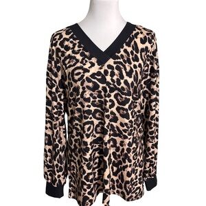 Wiholl Leopard Print V-Neck Blouse